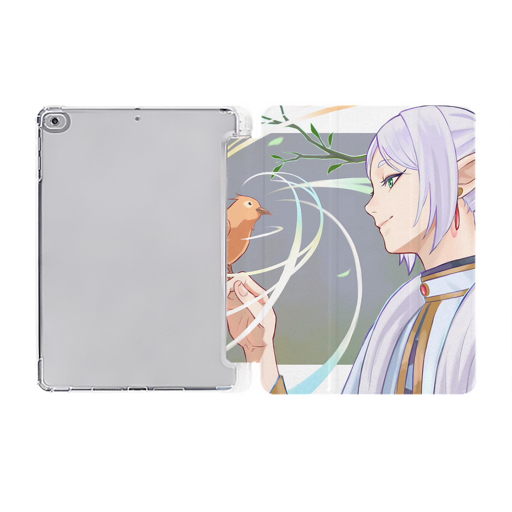 （画像用） 葬送のフリーレン Frieren IPad ケース ペン収納付き 三つ折りスタンド PUレザー×シリコン 対応機種9.5/10.5/10.9インチ
